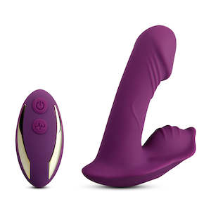 Dildos: Remote Control 9-Speed Purple Colour Rechargeable Silicone Dildo Vibrator