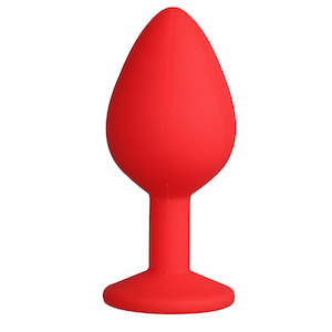 Silicone Diamante Butt Plug | Red | Small