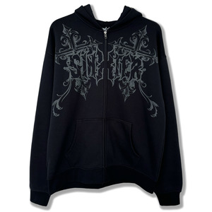 Hoodies: Black Cross Zip Hoodie