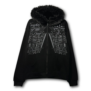Skeleton Knight Black Fluffy Hoodie