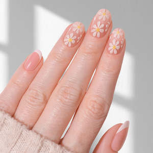 Press On Nails: Daisy Daydream - Oval Sustainable Nails
