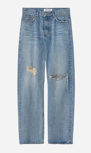 Sale Jeans: Tonywack | Straight Leg Distressed Denim Jeans - Washed Light Blue