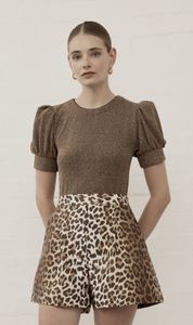 Luxe De Valentina | Como Puff Sleeve T.Shirt - Bronze Pink Lame