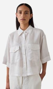 Laing | Cropped Tab Shirt - White