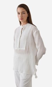 Laing: Laing | Relaxed Bib Front Shirt - White