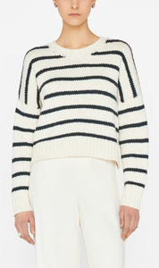 Frame Sale: Frame Denim | Oversized Crop Crew Sweater - Navy Multi