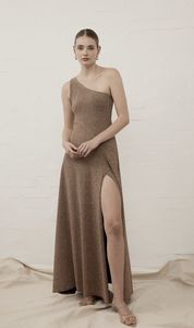 Sale Dresses 1: Luxe De Valentina | One Shoulder Como Maxi Dress - Moet Gold Lame