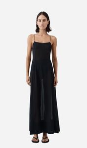 St Agni: St Agni | Sheer Silk Slip Dress - Black