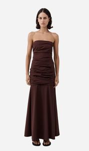 St Agni | Gathered Strapless Longline Dress - Liquer