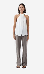 St Agni | Oxford Halter Tie Back Top - White