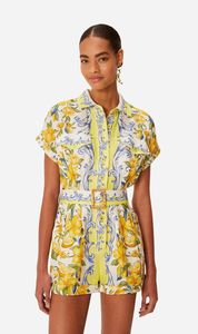 Womens Jumpsuits: Farm Rio | Sicily Scarf Romper - Off White