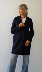 Harris Wharf London | Cocoon Coat Cashmere Blend - Navy Blue