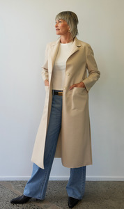 Harris Wharf London | Long Boxy Coat Light Pressed Wool - Cream