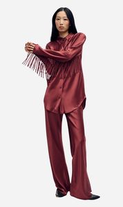 Silk Laundry: Silk Laundry | Fringe Bias Cut Shirt - Canyon