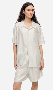 Silk Laundry: Silk Laundry | Camp Shirt - Silver Foil