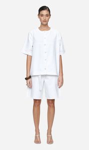 Blanc De Blanc: Marle | Short Sleeve Seam Shirt - Blanc
