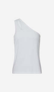 Perfectly Off Balance: Bassike | Spliced One Shoulder Tank - White