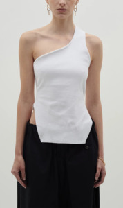Perfectly Off Balance: Bassike | Open Back One Shoulder Tank - White