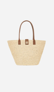 Anine Bing | Lou Tote Monogram - Natural With Cognac