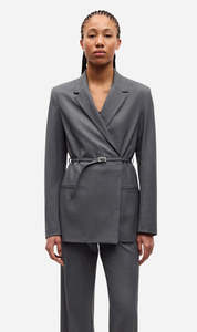 Samsoe Samsoe | Salot Blazer - Dark Gull Grey Pinstripe