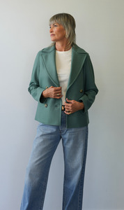 Harris Wharf London | Peacoat Light Pressed Wool - Sea Green