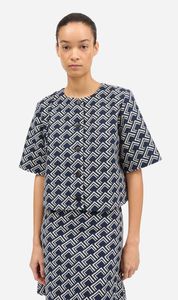 Blouse: Skall Studio | Hill Blouse - Navy/Beige