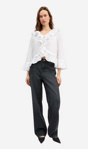 Blouse: Skall Studio | Rimini Flounce Blouse - Optic White