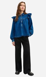 Blouse: Skall Studio | Mille Blouse - Vintage Washed Blue