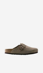 Birkenstock: Birkenstock | Boston Soft Foot Bed Suede Reg - Taupe