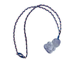 Womens Necklaces: Lilac amethyst hei tiki on pink and blue woven strand