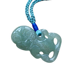 Hei Tiki Jewellery Nz: Hei Tiki Aventurine (Lucky) Pendant on Woven Strand