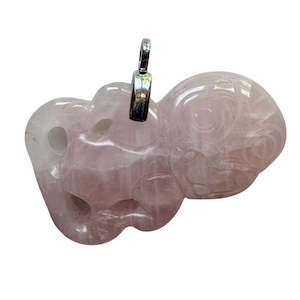 Rose Quartz Hei Tiki Necklace