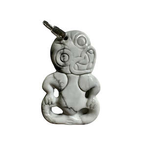 Hei Tiki Jewellery Nz: White & Grey Howlite Hei Tiki Necklace