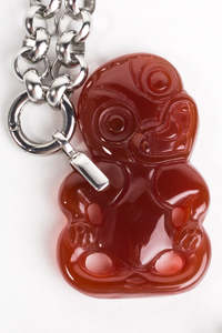 Red Carnelian Hei Tiki Necklace - Stainless Steel