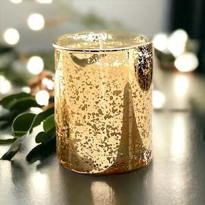 All Candles: Gold Crackle Glass Tumbler 220g Candle