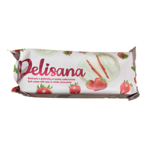 CLEARANCE - Biscuits Jaffa Strawberry Jelly in White Chocolate Delisana 135g