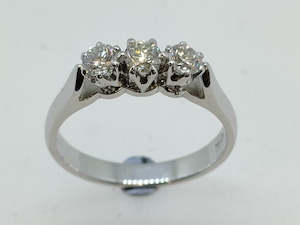 Diamond Rings: 9WG 3 Stone Diamond Ring 144675-W9-D