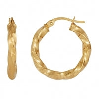 9ct Gold Earings: 9ct Twist Hoop Earing 5ER0088