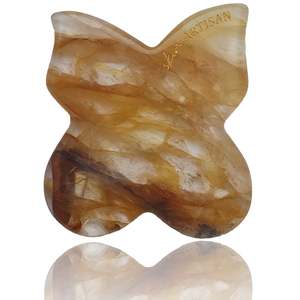 Crystal Facial Rollers: Butterfly Gua Sha -  Citrine