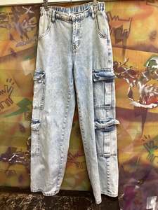 Stone washed light blue jeans