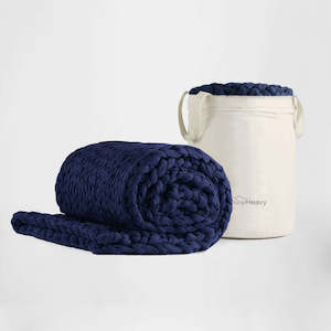 Products: Chunky Knit Weighted Blanket - Blue