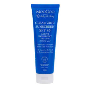 Safety Sun Skin Ears Eyes: Moogoo - Baby Clear Zinc Sunscreen SPF40 120g