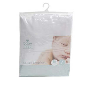 Bedding: Babyfirst - Bassinet Cotton White Sheet Set