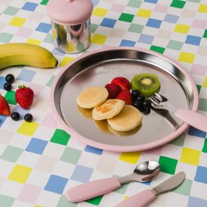 Meal Time: Nestling - Stainless Steel Flat Suction Plate (23cm)