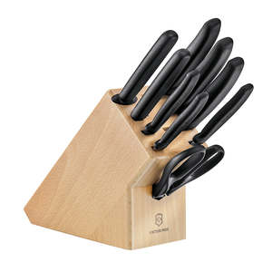 Victorinox Classic Cutlery Block Set - 9 Pieces - Black Handles