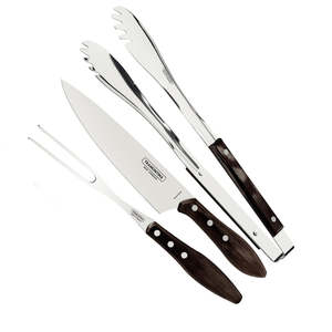 Carving Knives: Churrasco Barbecue Set - Polywood 3 Piece Set