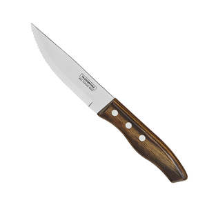 Cimeter Steak Knives: Churrasco Steak Knife Rio Grande  - Polywood Brown - 12cm blade
