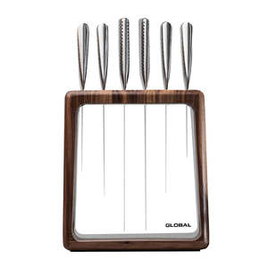 Global Hashira 7 Piece Knife Block Set - Walnut