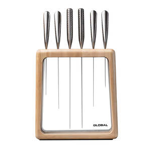 Global Hashira 7 Piece Knife Block Set - Maple