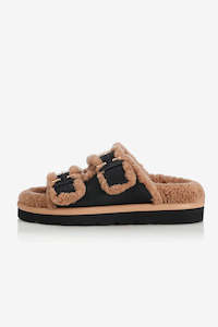 Alias Mae: Alias Mae Saint Sandal - Black Shearling